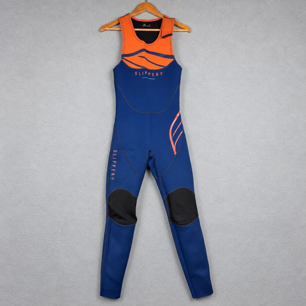 Slippery Wetsuit Adult S Blue Orange Sleeveless Full Length Watersports Neoprene
